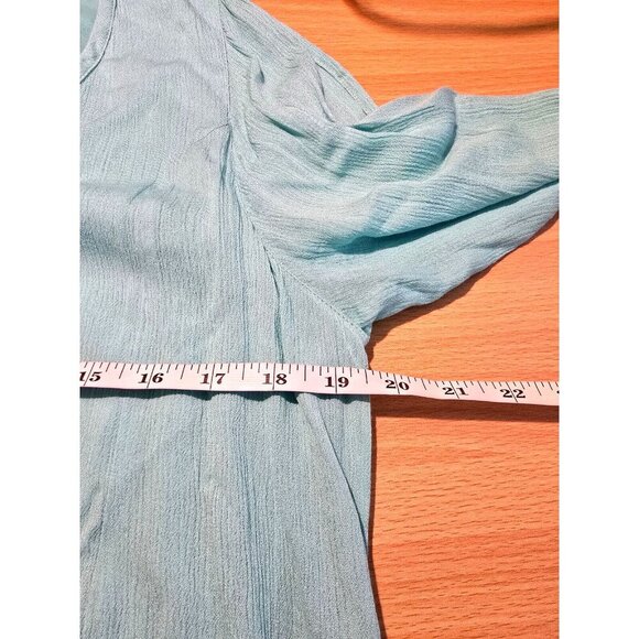 Soft Surroundings Dress M Crepe Blue Coastal Tropical Resort Boho Flowy Popover - Picture 4 of 12